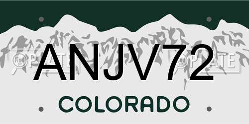 ANJV72 Colorado License Plate