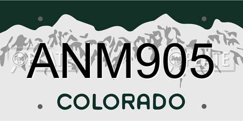 ANM905 Colorado License Plate