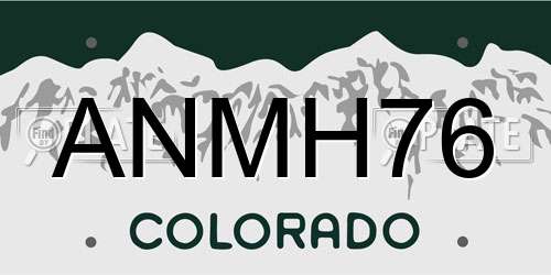 ANMH76 Colorado License Plate