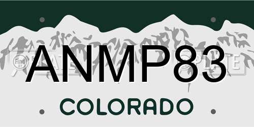 ANMP83 Colorado License Plate