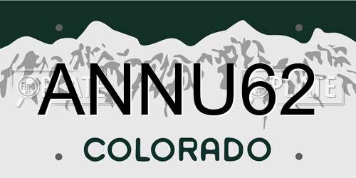 ANNU62 Colorado License Plate