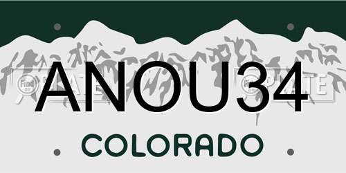 ANOU34 Colorado License Plate