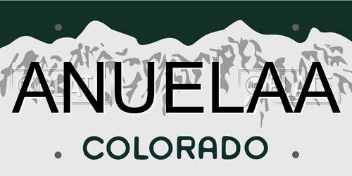 ANUELAA Colorado License Plate