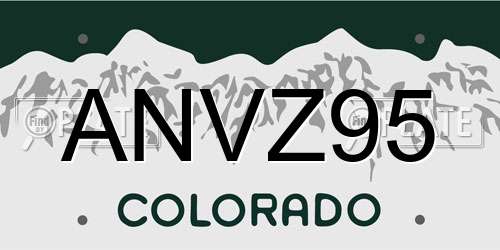 ANVZ95 Colorado License Plate