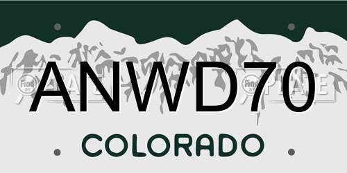 ANWD70 Colorado License Plate