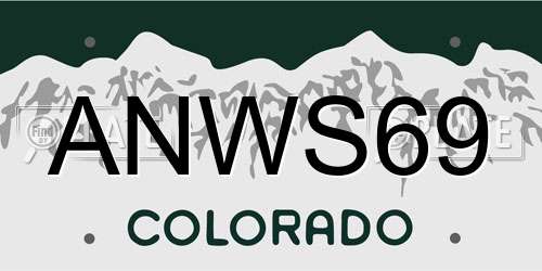 ANWS69 Colorado License Plate