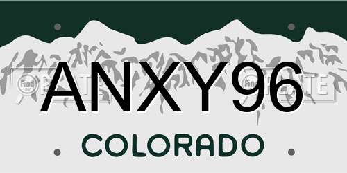ANXY96 Colorado License Plate