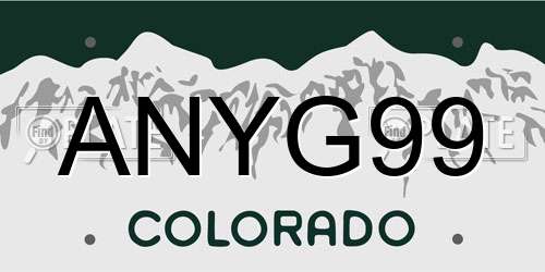 ANYG99 Colorado License Plate