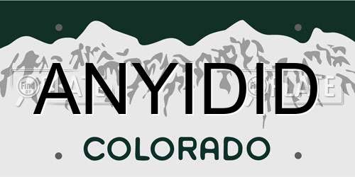 ANYIDID Colorado License Plate