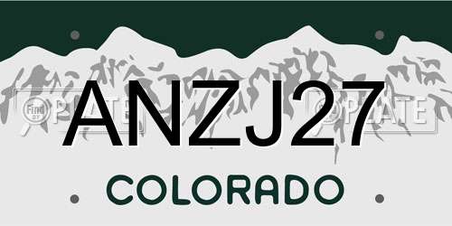 ANZJ27 Colorado License Plate