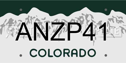 ANZP41 Colorado License Plate