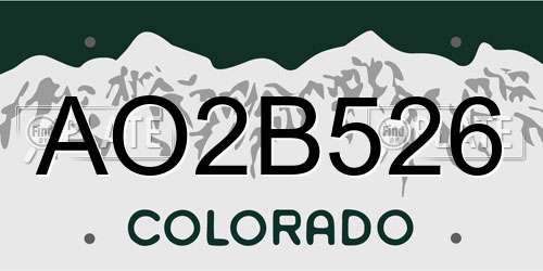 AO2B526 Colorado License Plate