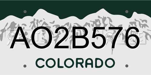AO2B576 Colorado License Plate