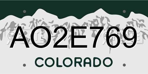 AO2E769 Colorado License Plate