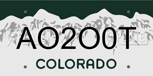 AO2O0T Colorado License Plate