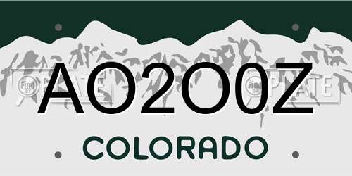 AO2O0Z Colorado License Plate