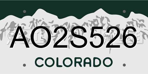 AO2S526 Colorado License Plate