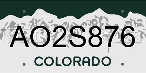 AO2S876 Colorado License Plate