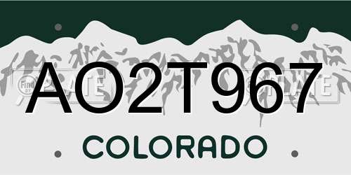 AO2T967 Colorado License Plate