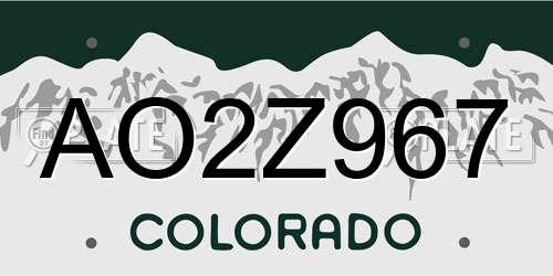 AO2Z967 Colorado License Plate
