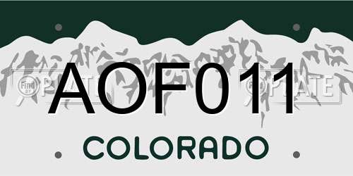 AOF011 Colorado License Plate