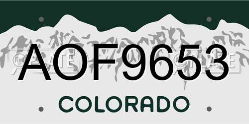 AOF9653 Colorado License Plate