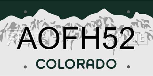 AOFH52 Colorado License Plate