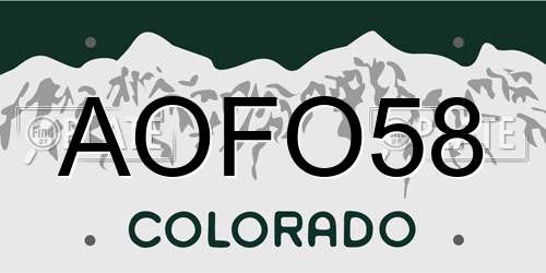 AOFO58 Colorado License Plate