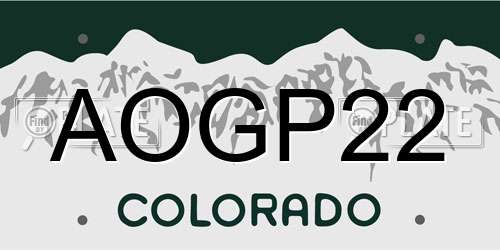 AOGP22 Colorado License Plate