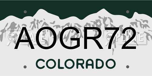 AOGR72 Colorado License Plate