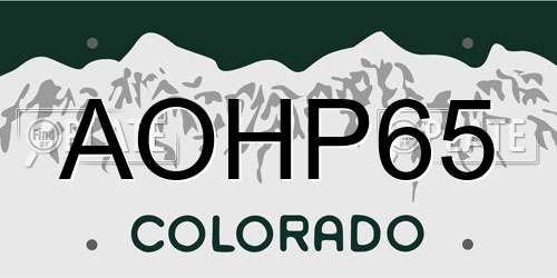 AOHP65 Colorado License Plate