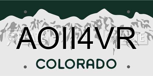 AOII4VR Colorado License Plate