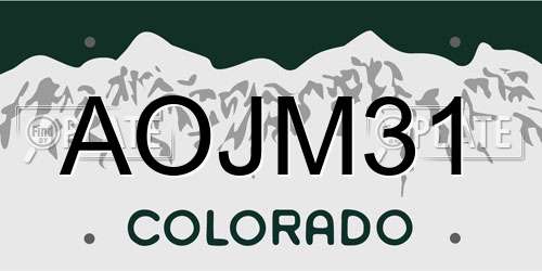 AOJM31 Colorado License Plate