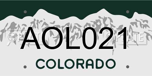 AOL021 Colorado License Plate