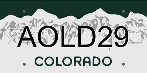 AOLD29 Colorado License Plate