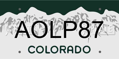 AOLP87 Colorado License Plate