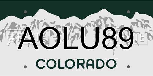 AOLU89 Colorado License Plate