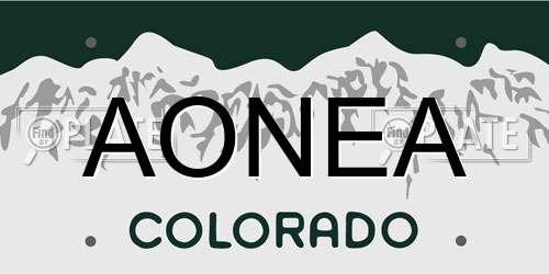 AONEA Colorado License Plate