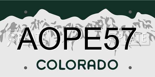 AOPE57 Colorado License Plate