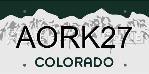 AORK27 Colorado License Plate