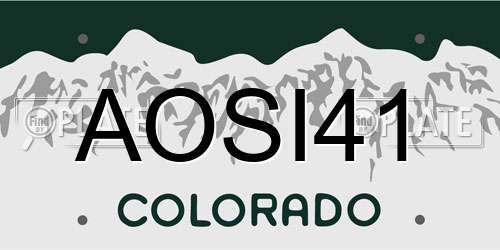 AOSI41 Colorado License Plate