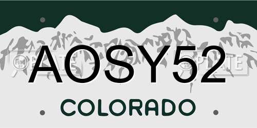 AOSY52 Colorado License Plate