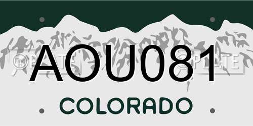 AOU081 Colorado License Plate
