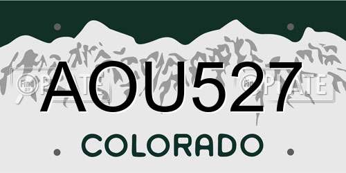 AOU527 Colorado License Plate