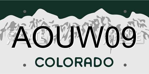 AOUW09 Colorado License Plate