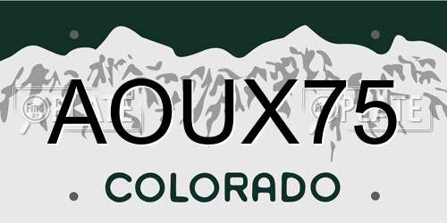AOUX75 Colorado License Plate