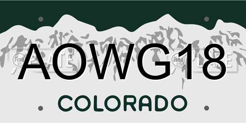 AOWG18 Colorado License Plate