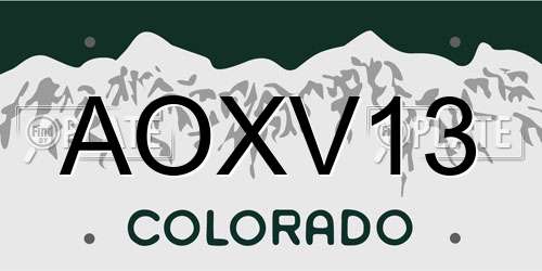 AOXV13 Colorado License Plate