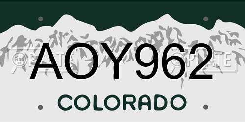 AOY962 Colorado License Plate
