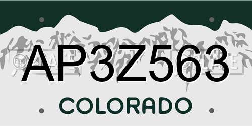 AP3Z563 Colorado License Plate